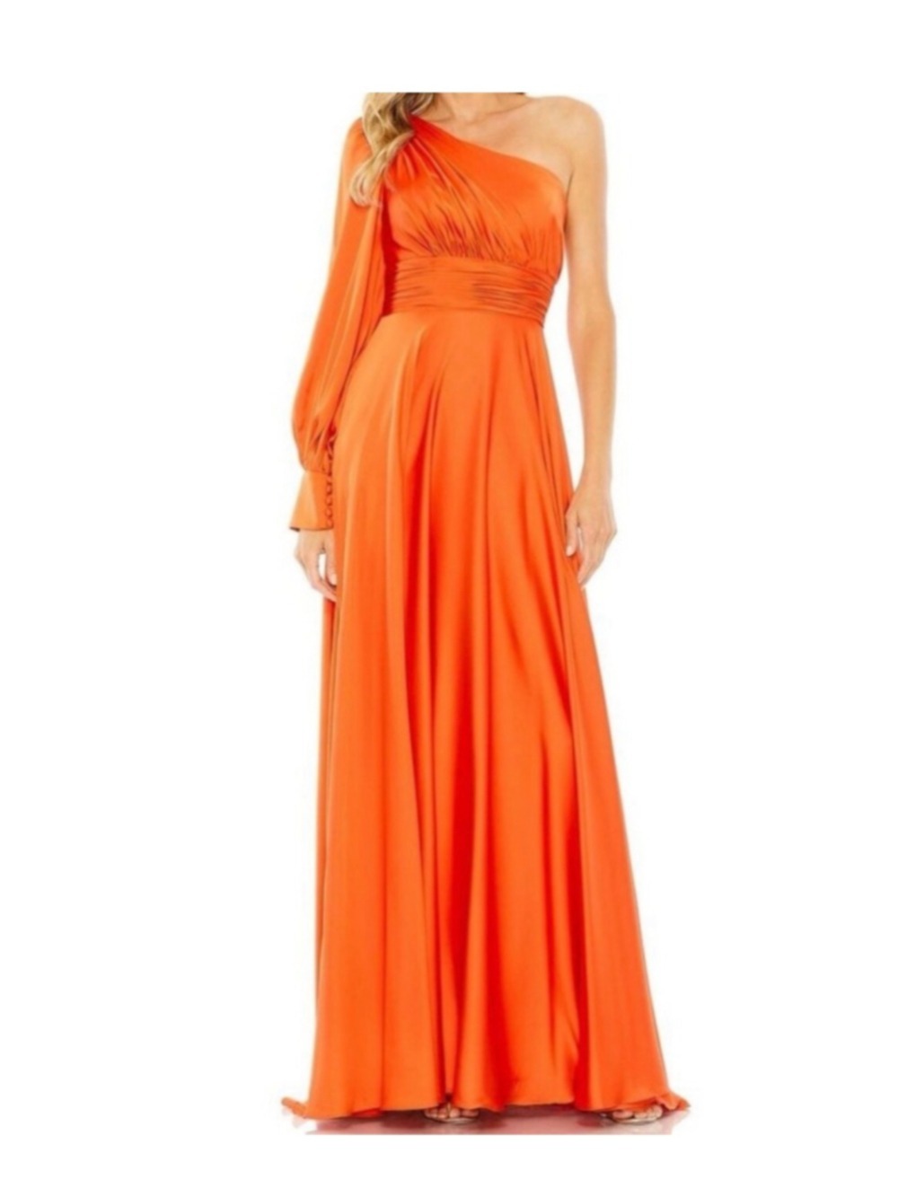 Women's Mac Duggal Orange One Shoulder Gown Size 2